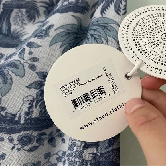 NWT $200 STAUD CLOTHING Raze dress in China blue toile size M 6 8 - Picture 4 of 4